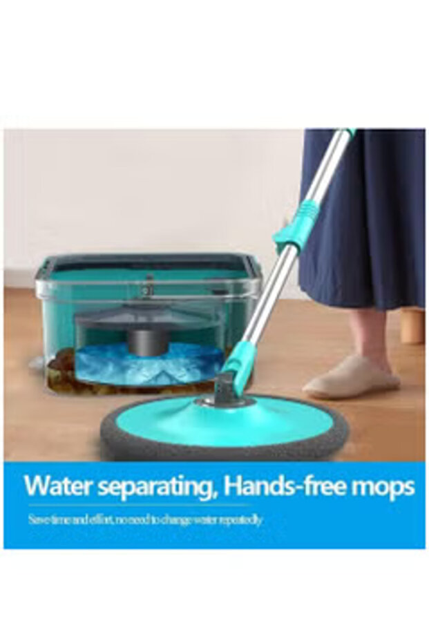 360 Degree Rotating Mop and Bucket Flat Design Mop Set with 2 Microfiber Pads and Extendable Handle - 1