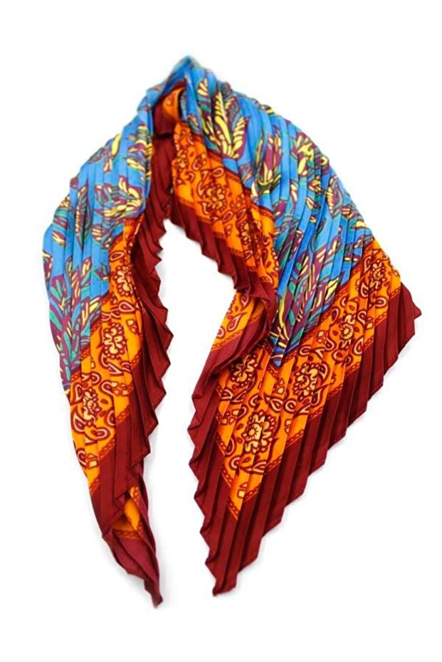 Multicolor Pleated Patterned Scarf - 2