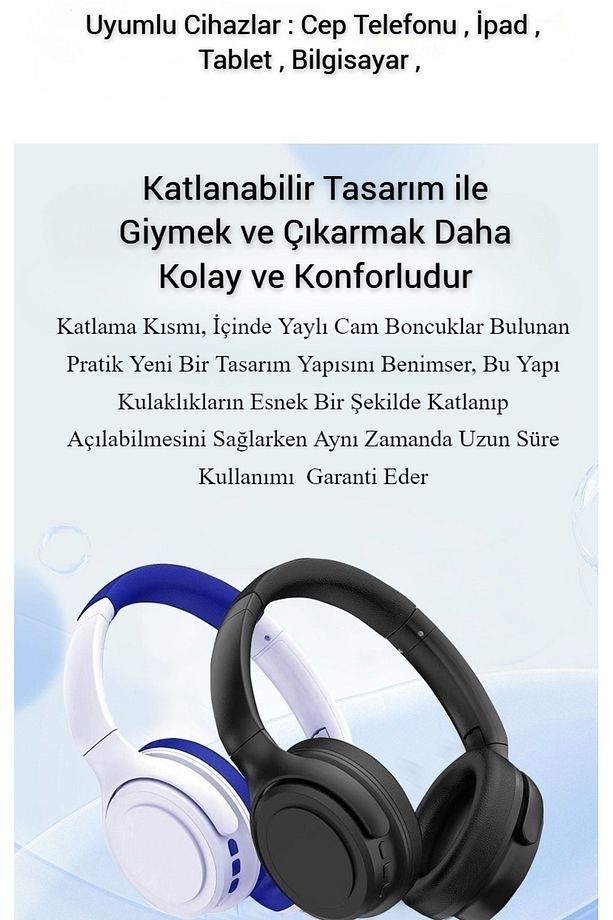 H1 Bluetooth Kulaklık , Kablosuz Kulak Üstü Kulaklık , Oyun Modu , Enc , Bluetooth 5.3 - 7