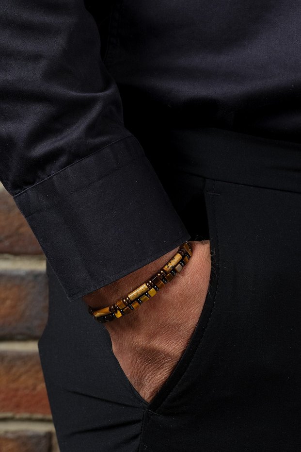 Natural Stone Bracelet - Certified Handcrafted - Jasper - Tiger Eye - Hematite - Energy and Balance