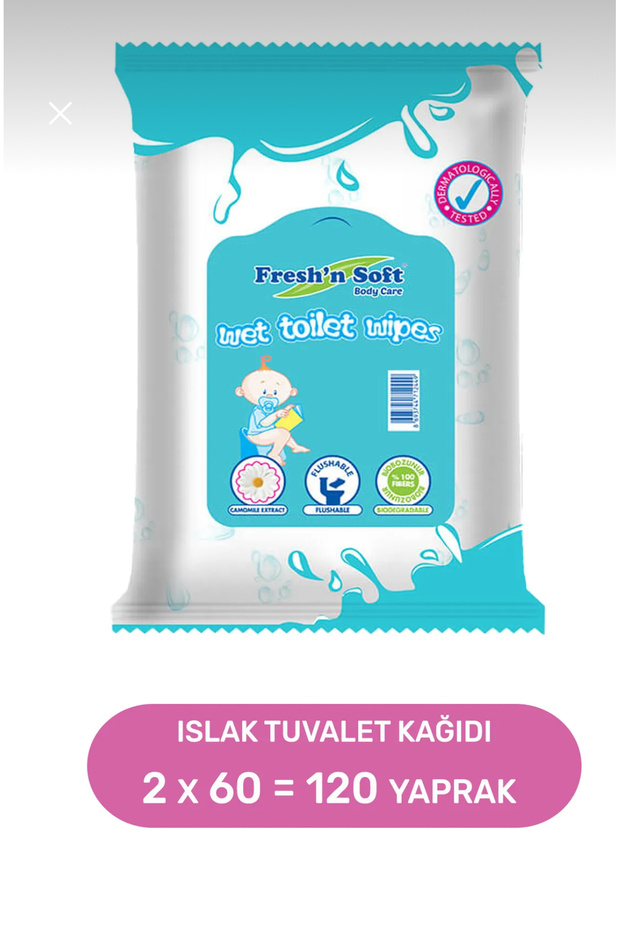 Fresh'n Soft Islak Tuvalet Kağıdı Çocuklara Özel 60'lı 2 Paket - 1