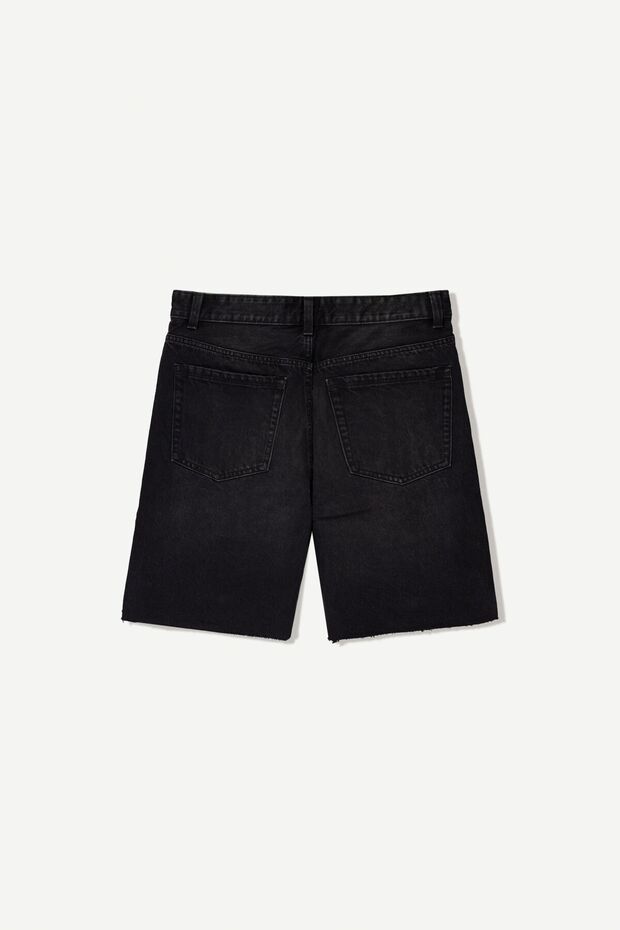 Distressed denim bermuda şort - 3