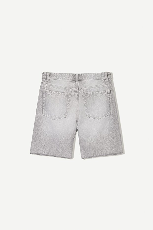 Distressed denim bermuda şort - 3