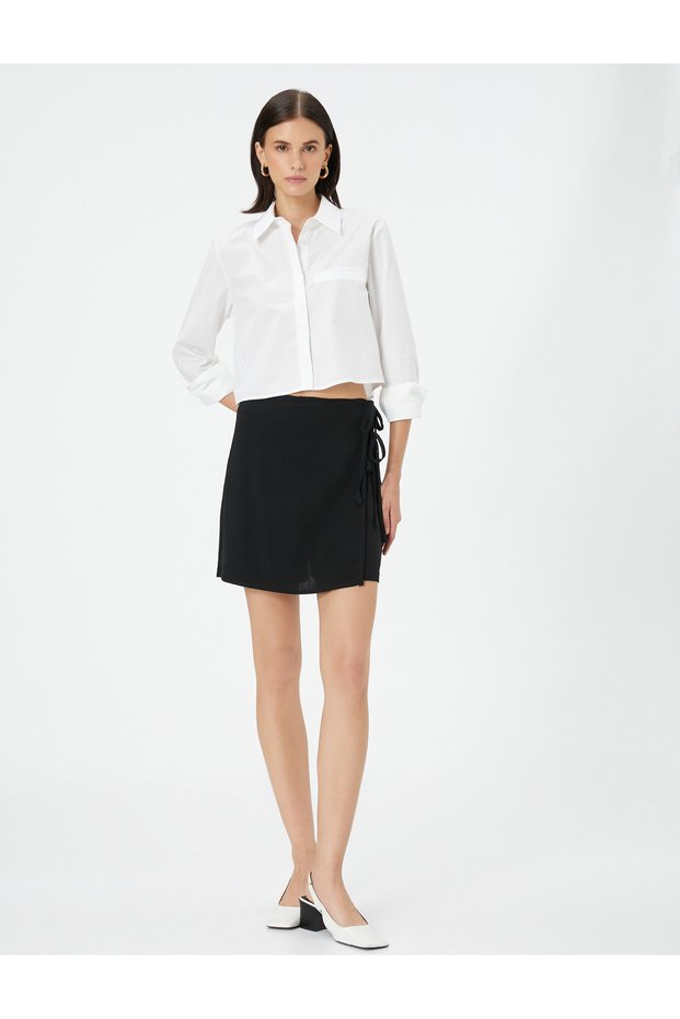 Shorts Skirt Side Tie Detail Normal Waist Zipper Closure