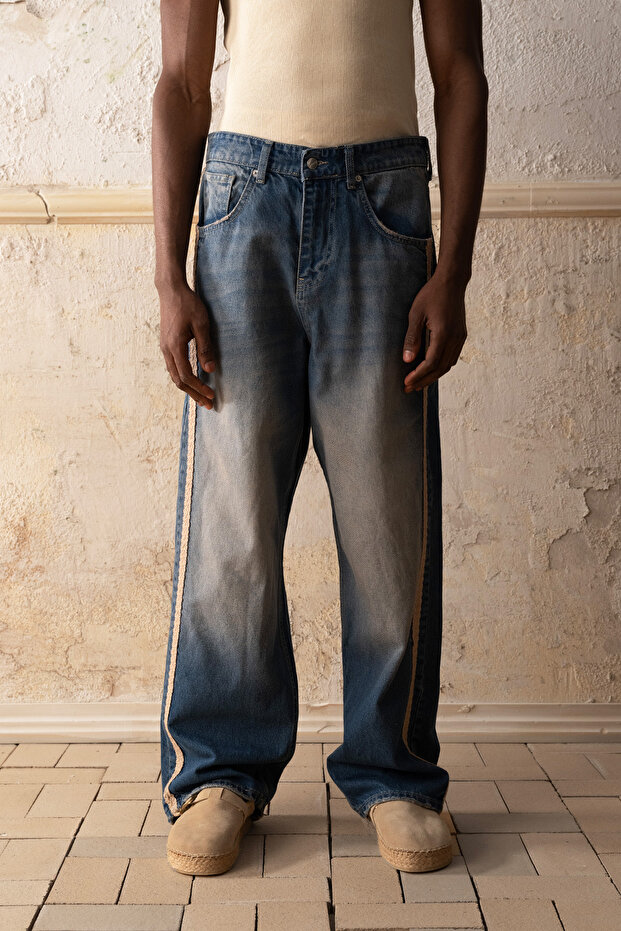 HASIR ŞERİTLİ MAVİ JEAN - 2