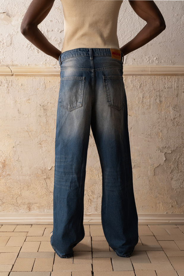 HASIR ŞERİTLİ MAVİ JEAN - 4