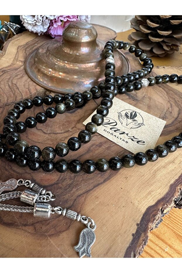 99 Rainbow Obsidian Natural Stone Rosary 6 mm