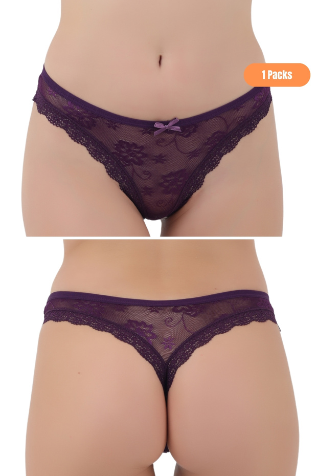 Kadın tekli Dantelli Transparan Külot - 1