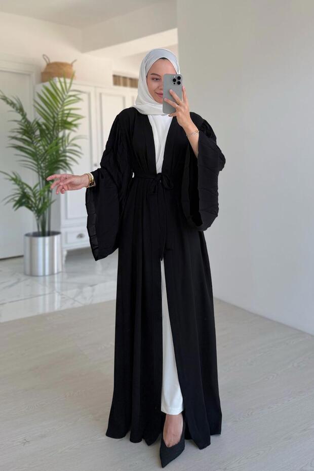 Spanish Sleeve Pocket Abaya - Black