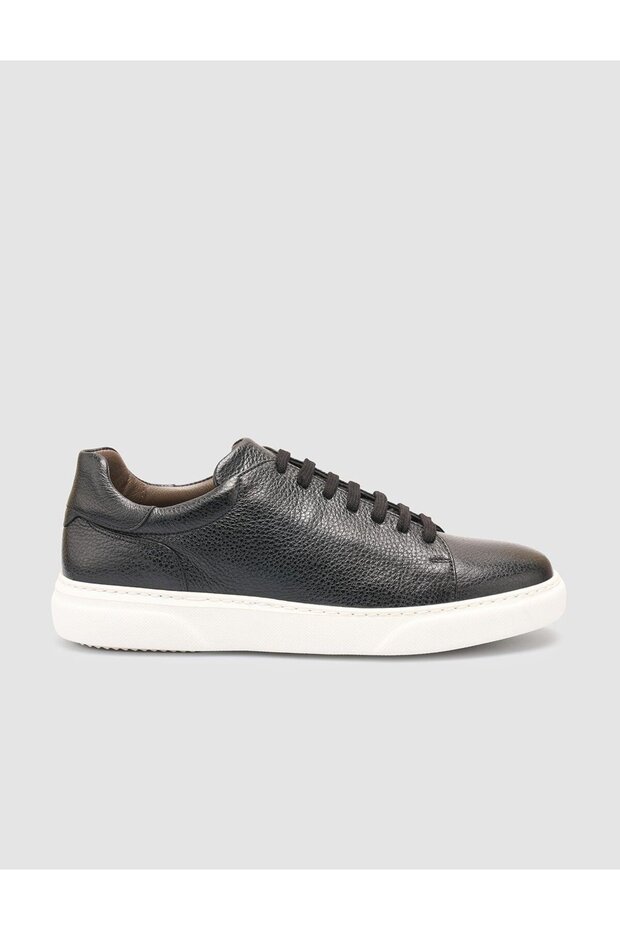 100% Genuine Leather Black Men's Sneaker