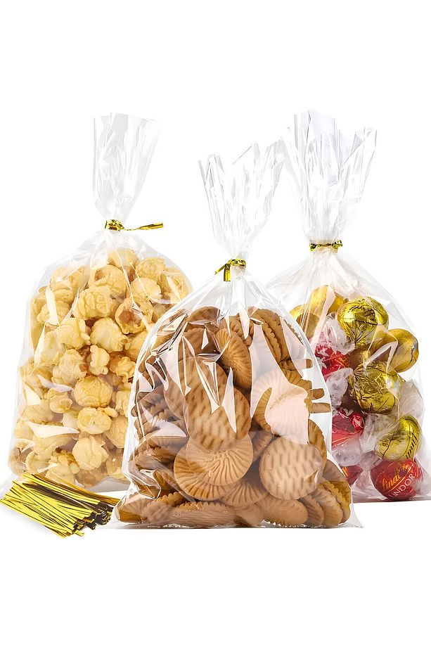 50 Adet 20x30 Cm Bantsız Şeffaf Opp Jelatin Poşet, Kurabiye Poşeti - 4