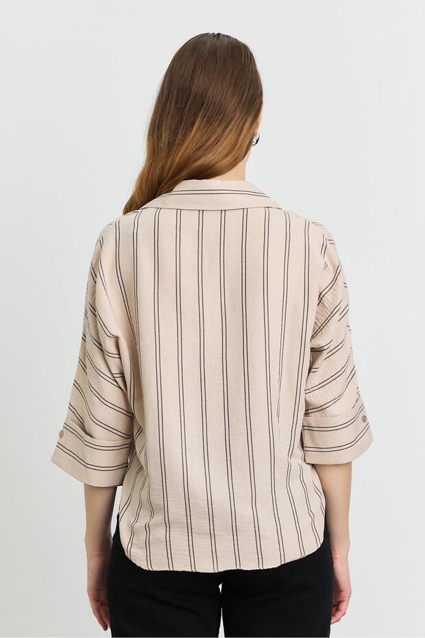 جيب مخطط باللون البيج - 5