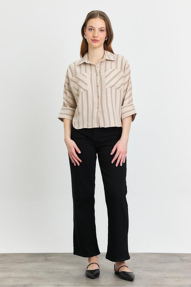 جيب مخطط باللون البيج - 7