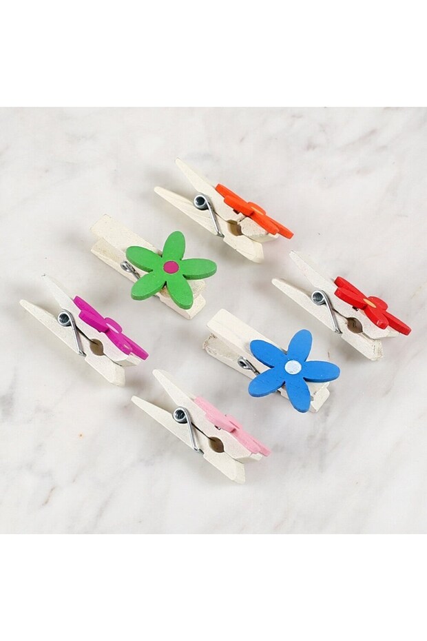 Loren Decorative Floral Patterned Pegs Set of 6 - 3