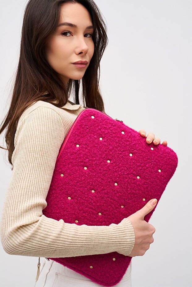 Polka Dot Laptop Cover 13" & 14" Inch Compatible Fuchsia