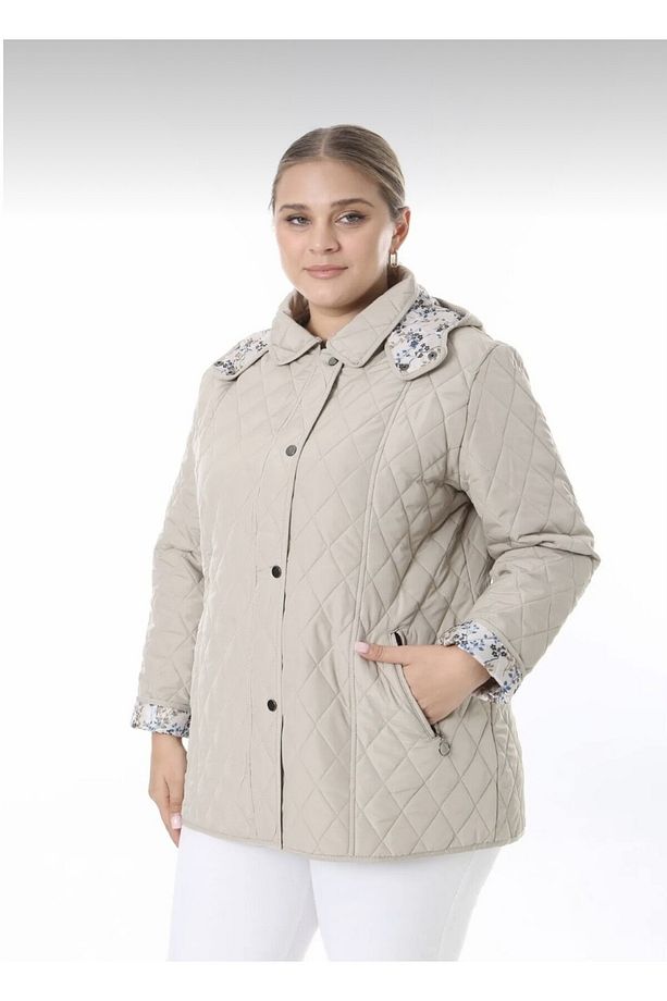 KERİME KADIN BÜYÜK BEDEN MEVSİMLİK PAMUK ASTARLI KAPİTONE MONT - 4