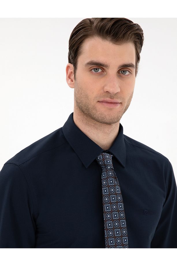 Lacivert Slim Fit Uzun Kollu Basic Gömlek 50307297-VR033 - 2
