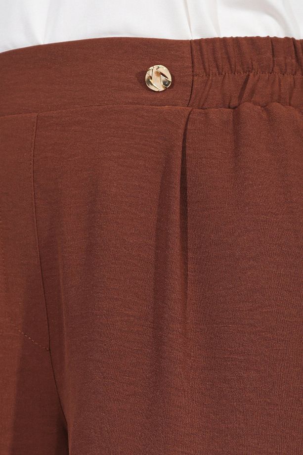 30250 CAMEL BELİ LASTİKLİ BORU PAÇA AYROBİN PANTOLON - 5