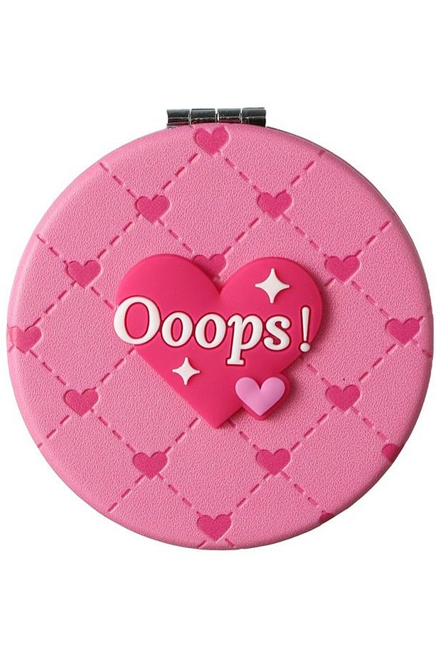Pembe Kalpli Katlanabilir Cep Aynası - 1