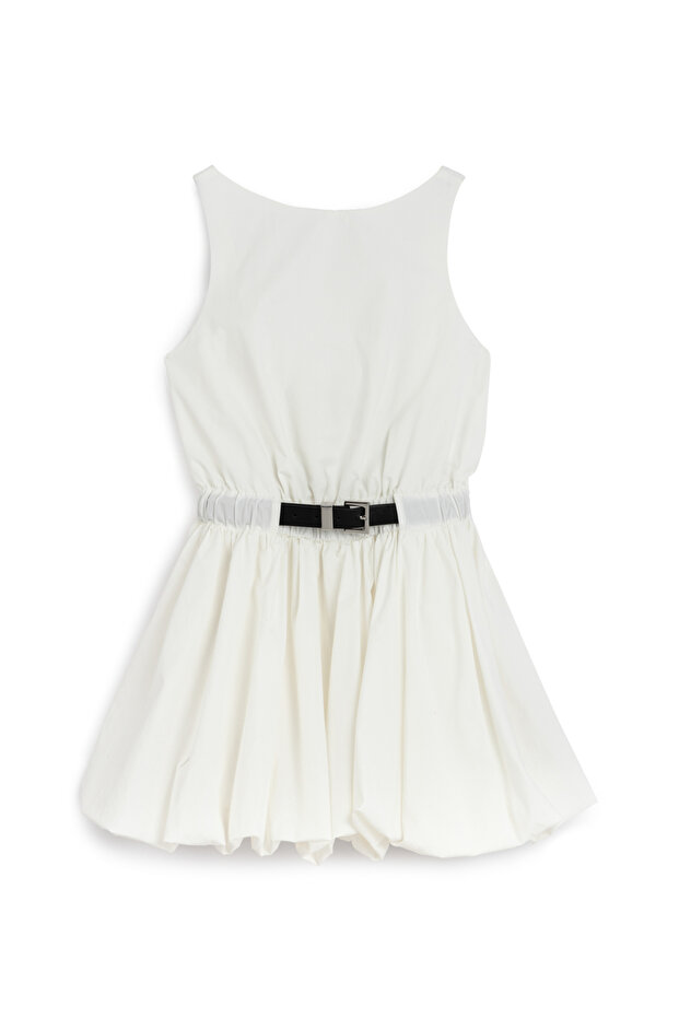 Balon Etekli Mini Elbise - 7