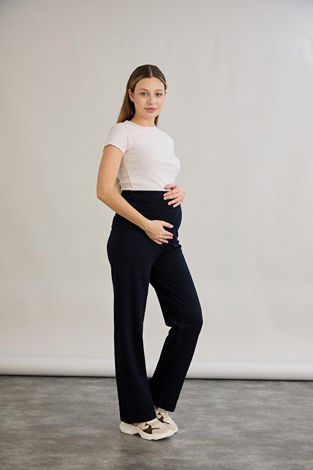 Maternity Abdominal Banded Wide Leg Sports Trousers