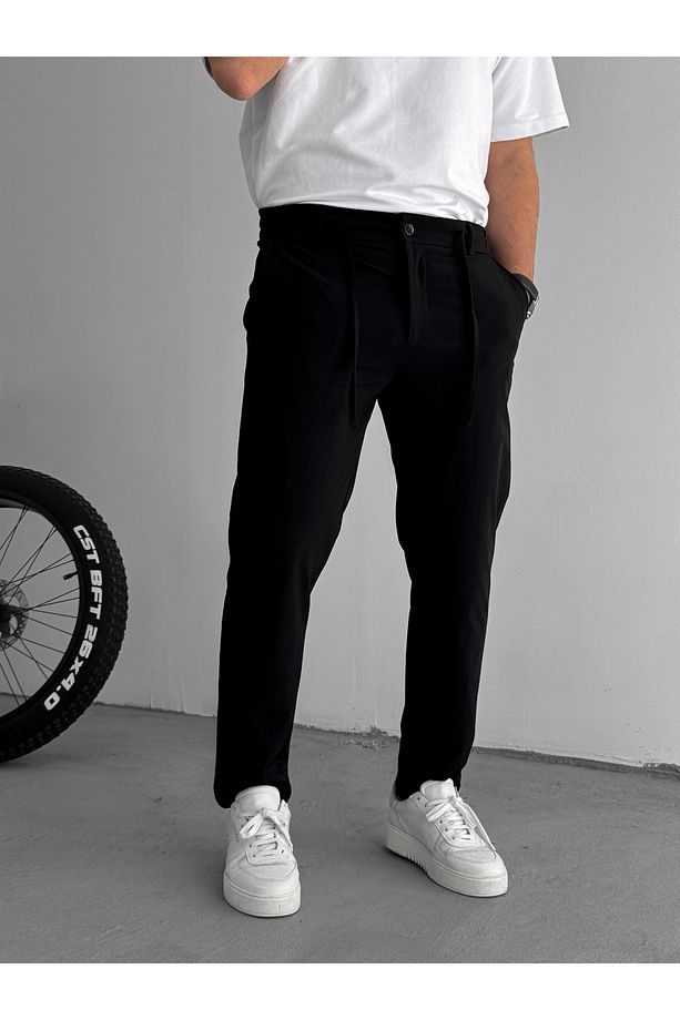 Siyah Regular Fit Paraşüt Kumaş Pantolon YP-5006 - 3
