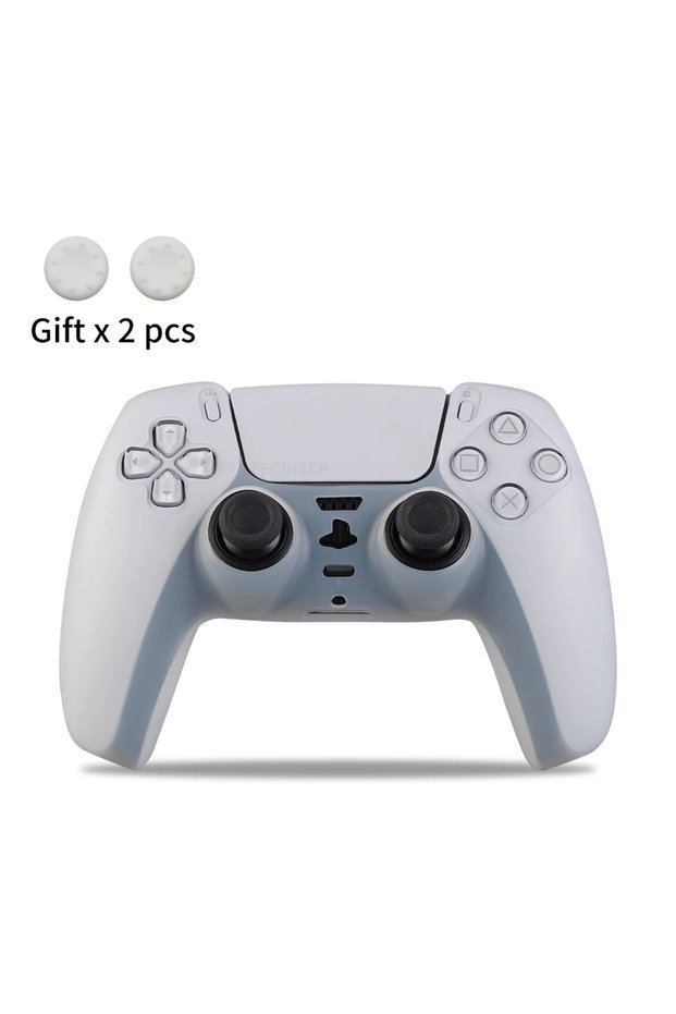 White-2 Protective Cover Skin for Playstation 5 Controller Anti-slip Silicone Case for PS5 Slim Game