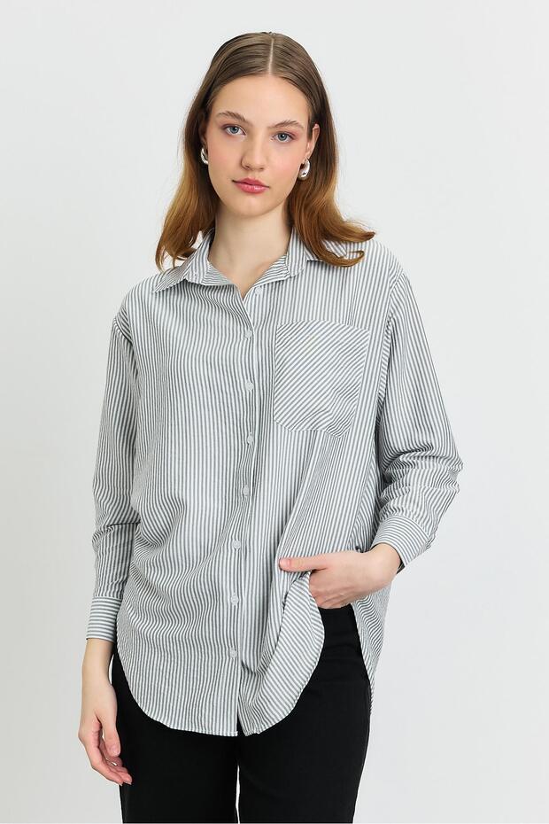 4360A Çizgili Gömlek Siyah - 7