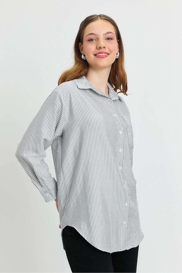 4360A Çizgili Gömlek Siyah - 6