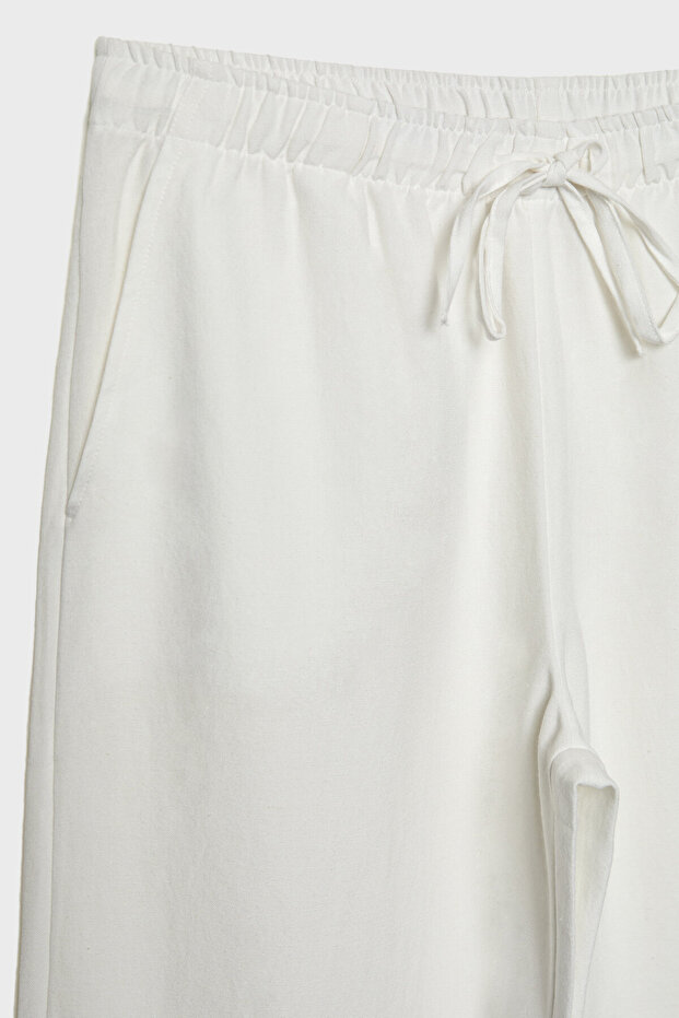 Linen blend drawstring trousers - 7
