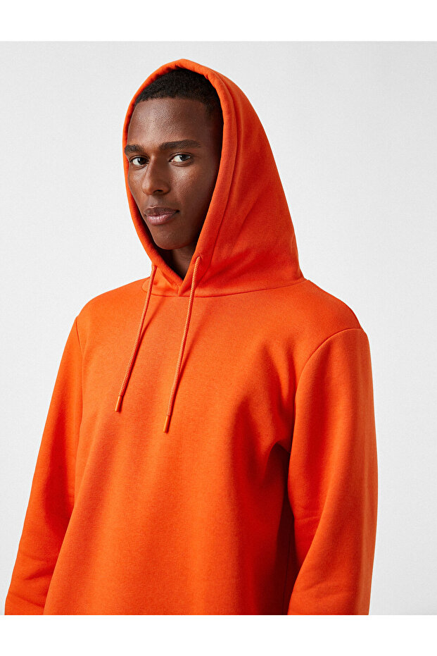 Basic Kapşonlu Sweatshirt Şardonlu - 2