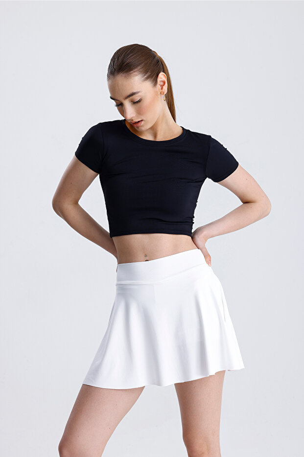Lıcralı Crop Tshirt - 1