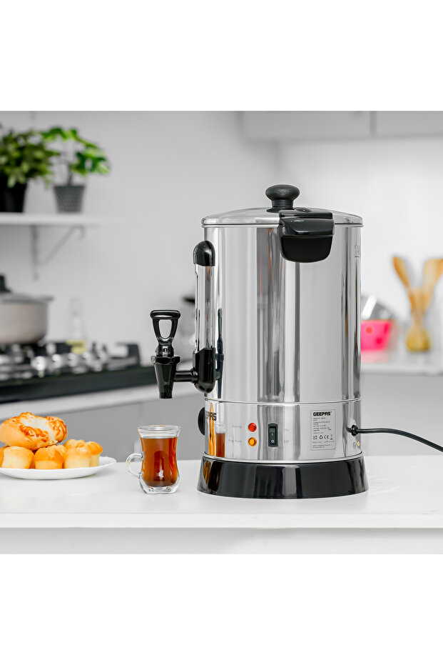 Water Boiler, Stainless Steel Boiler with Tap, 6.8L Kettle with Water Level Gauge& Indicator Lights
