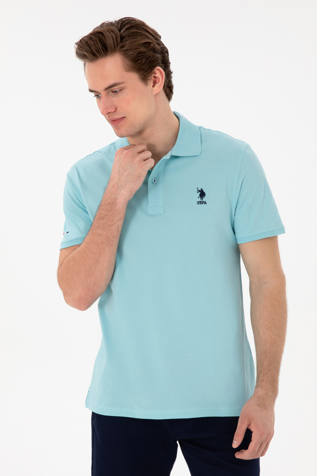 Men's Slim Fit Polo Neck Aqua Basic T-Shirt 50298011-Vr007