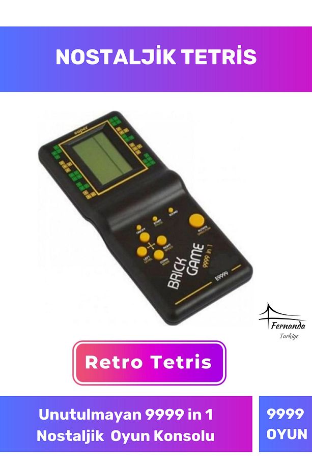 Özel Üretim Retro Oyuncak 9999 in 1 Nostaljik Oyun Konsolu Tetris Atari Pilli El Atarisi Unutulmayan - 1