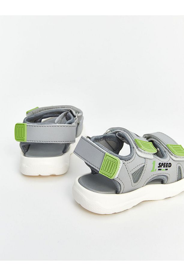 LCW STEPS Gri Cırt Cırtlı Erkek Bebek Sandalet - 5