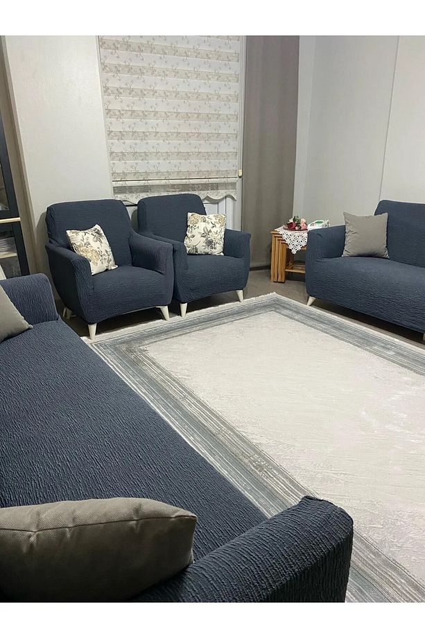 Koltuk Kanepe Çekyat Örtüsü Çubuk Desen Esnekli Eteksiz 3 3 1 1 Takım Için - 5