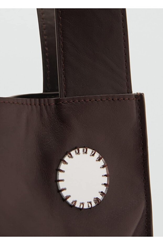 Çift saplı aynalı deri çanta - 6