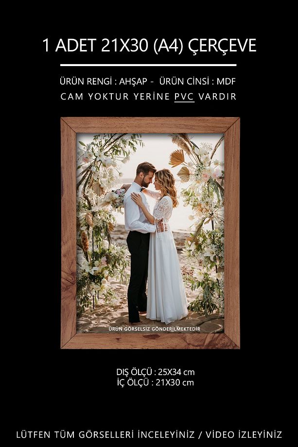 1 Adet - A4 Çerçeve - Sertifika Çerçevesi - A4 Çerçeve - 21x30 Çerçeve - Diploma Çerçeve - 3
