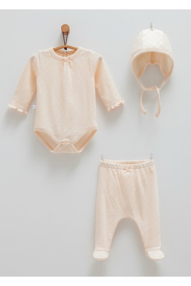 Baby Set Baby Girl (Body Pants Hat) Summer Air Permeable Fabric 100% Organic Cotton