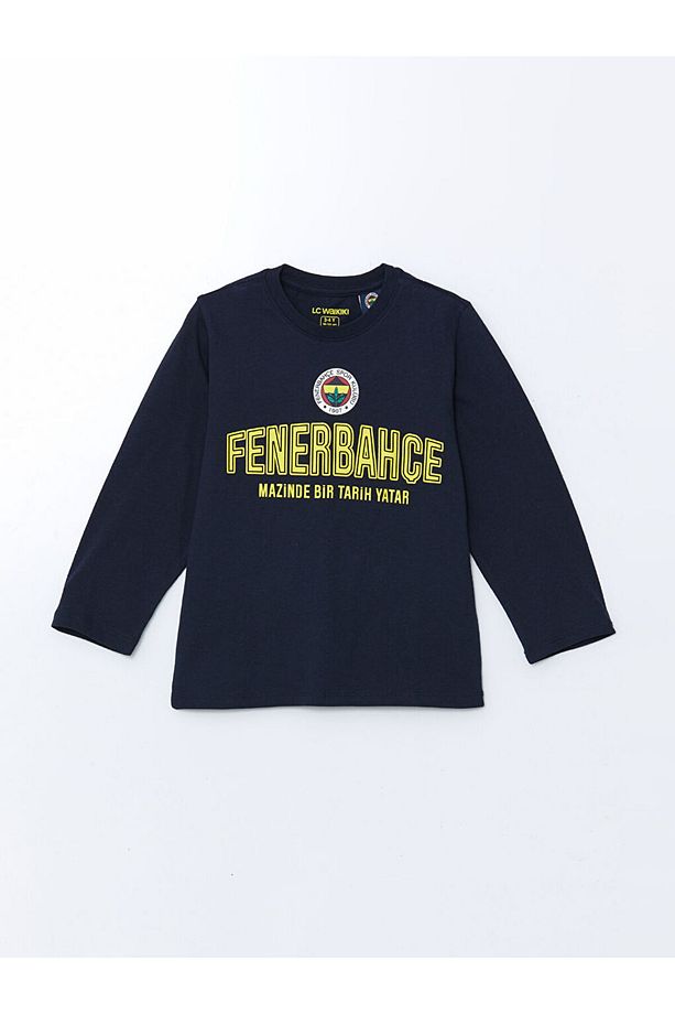 LCW Kids Lacivert Bisiklet Yaka Fenerbahçe Baskılı Erkek Çocuk Pijama Takımı - 4