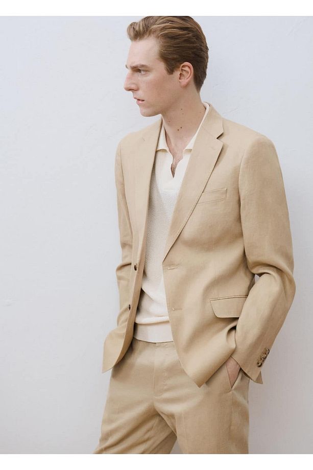 Amalfi %100 Keten Slim Fit Blazer Ceketi - 7