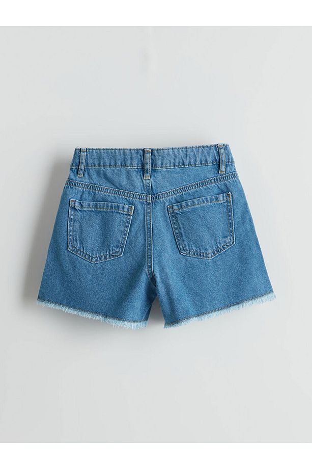 Beli Ayarlanabilir Lastikli Kız Çocuk Jean Şort - 2
