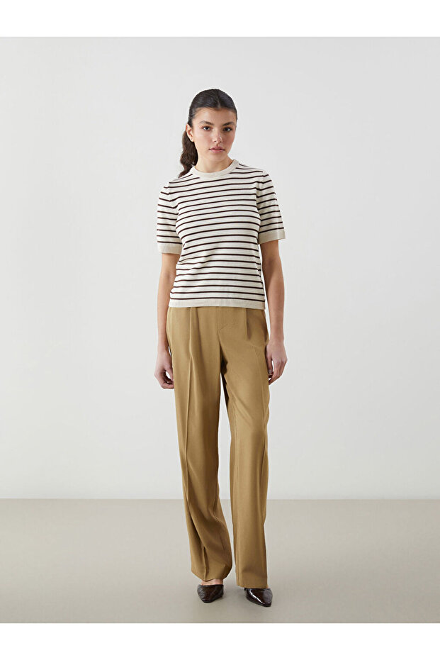 Women's Linen Blended Pants with Elastic Waist