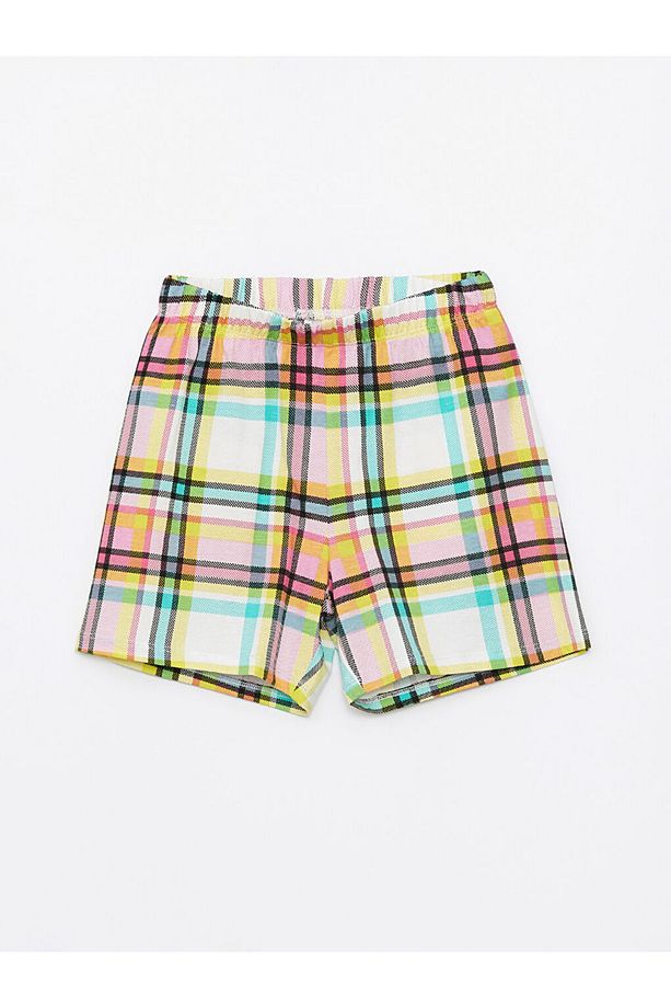 Bisiklet Yaka Baskılı Kısa Kollu Kız Çocuk Şortlu Pijama Takımı - 4