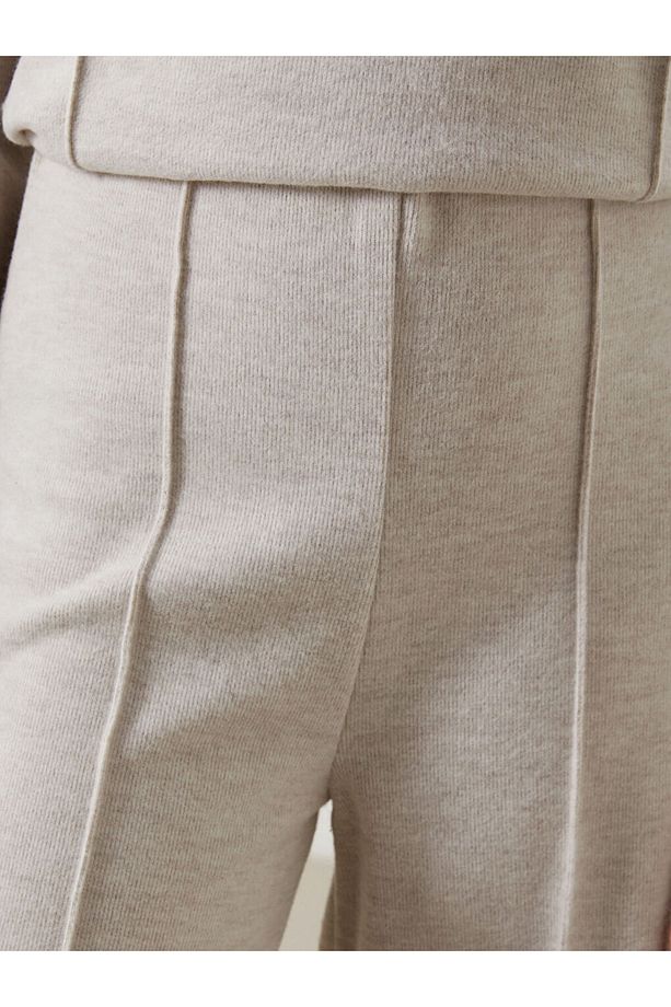 LCW Modest Bej Beli Lastikli Geniş Paça Kadın Pantolon - 3