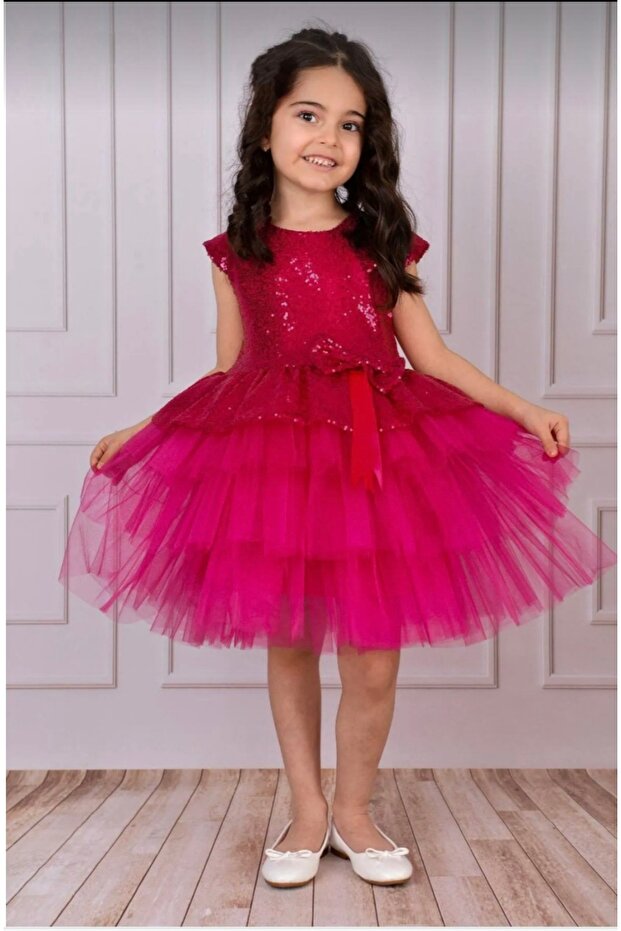Sequined Girl's Birthday Party and Wedding Evening Dress