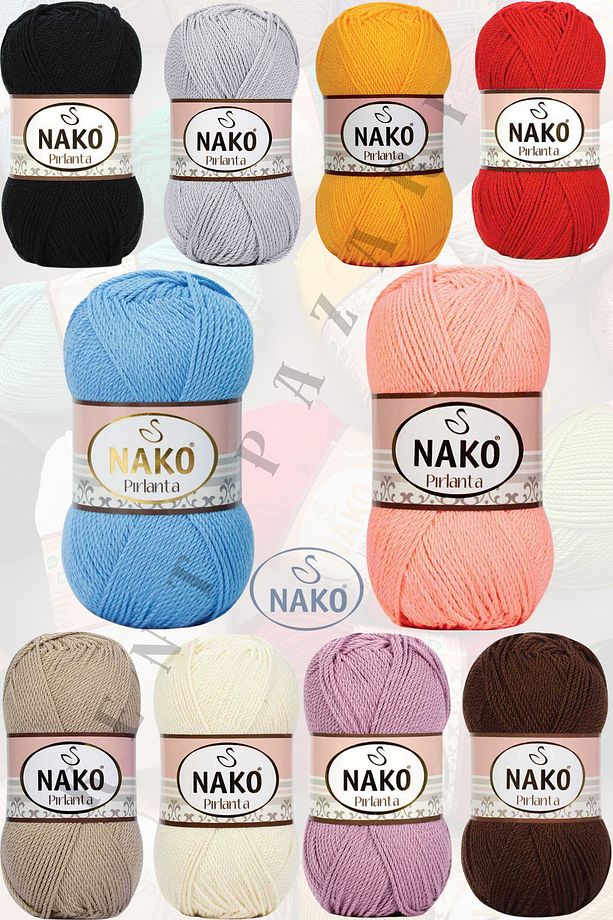 Nako Pırlanta El Örgü İpi Amigurumi İpi 10 Adet Karışık Renkler %100 Premium Mikro Akrilik 225 Metre - 1