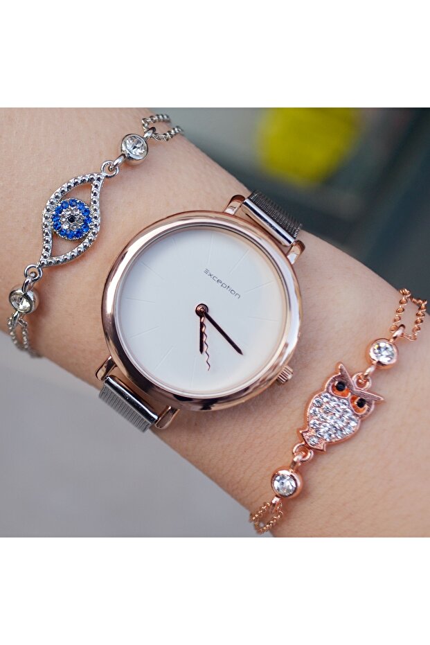 Silver Rose Hasır Kordon Kadın Saat Kombini 9249 - 2