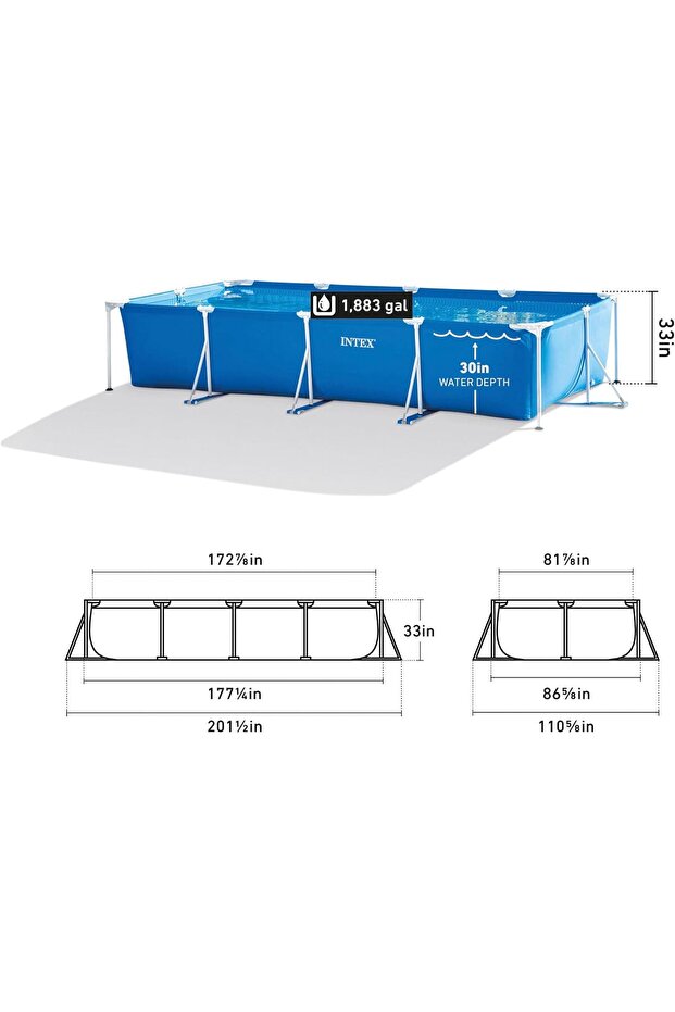 حوض سباحة بإطار معدني مستطيل الشكل - 28273 - 6